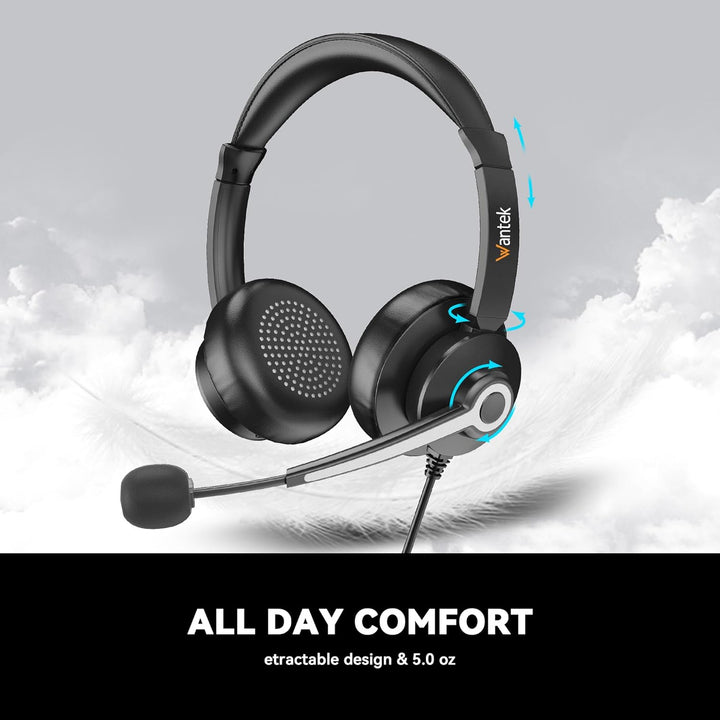 Wantek USB-Headset mit Mikrofon für PC und Laptop – Computer-Headsets mit Mikrofon-Geräuschunterdrüc