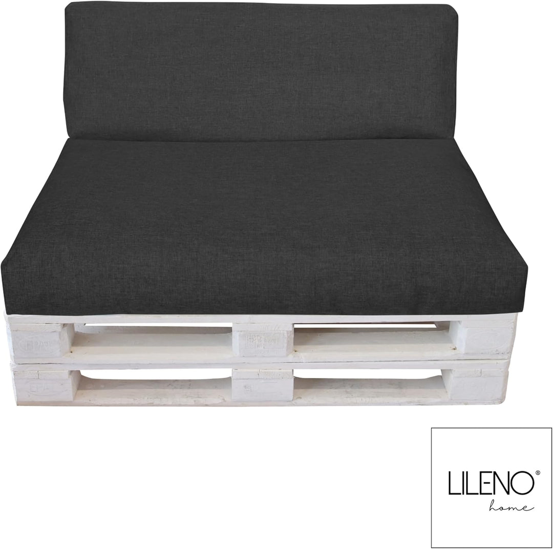 LILENO HOME Palettenkissen Bezug Anthrazit - Ersatzbezug für Sitzteil 120 x 80 x 16-20 cm - Polster