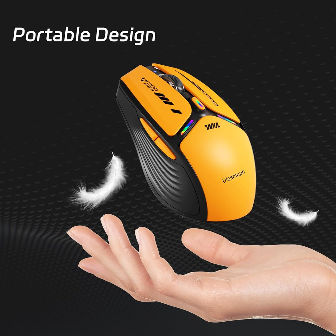 Uiosmuph G19 Bluetooth Maus, LED Bluetooth Funkmaus (Tri-Mode: BT 5.1/5.0+2.4G), Batteriestand sicht