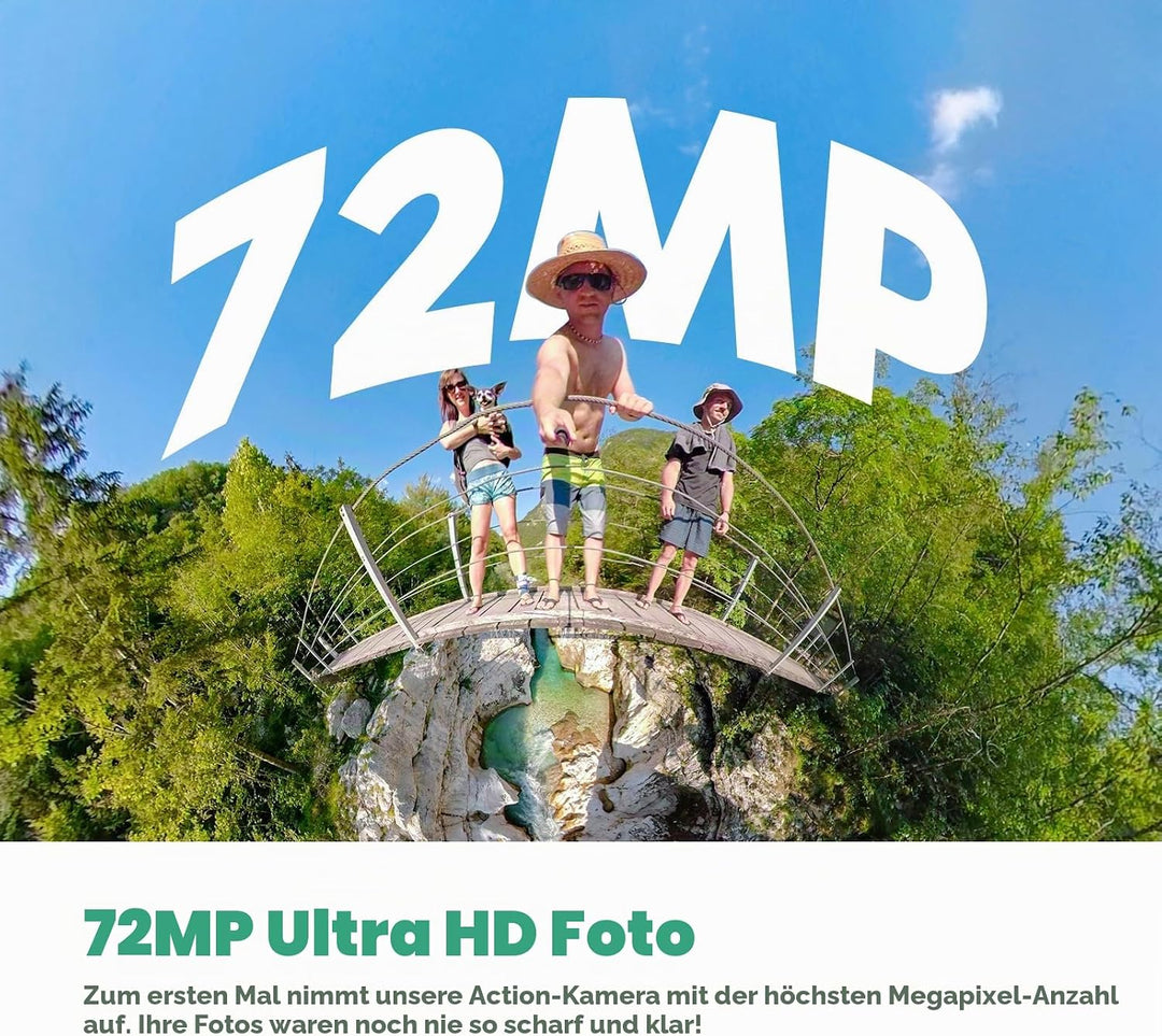 AKASO 360° Action Cam Creator-Set - 5.7K 72MP 360 Grad Actionkamera mit 128GB Speicherkarte Duale 1/