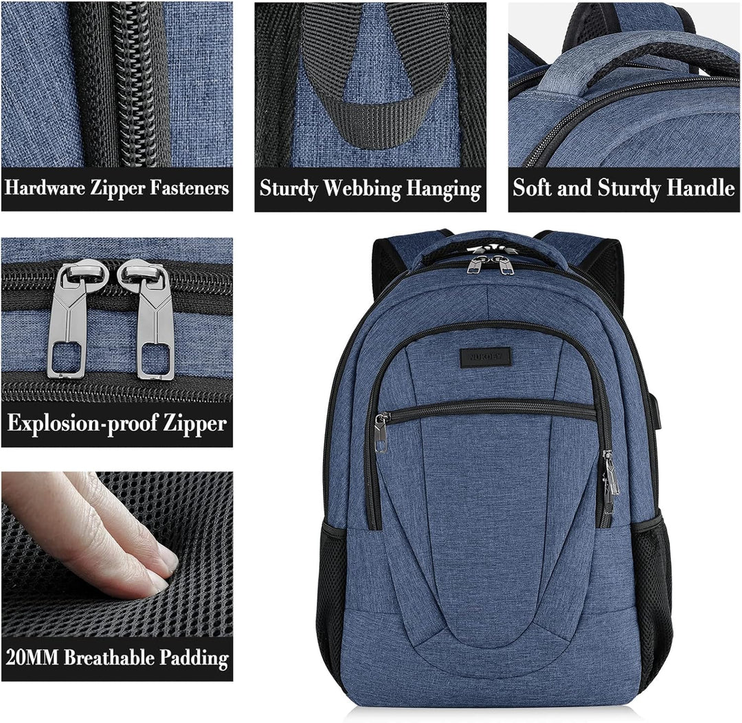 BIKROD Rucksack Damen, Schulrucksack Mädchen, 15.6 Zoll Laptoptasche mit USB Ladeanschluss, Wasserdi