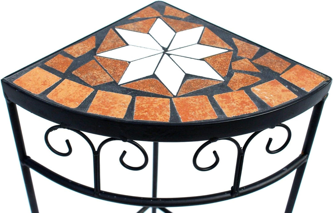 DanDiBo Blumenhocker Mosaik Eckregal 42 cm Blumenständer 12013 Beistelltisch Pflanzenständer Mosaikt