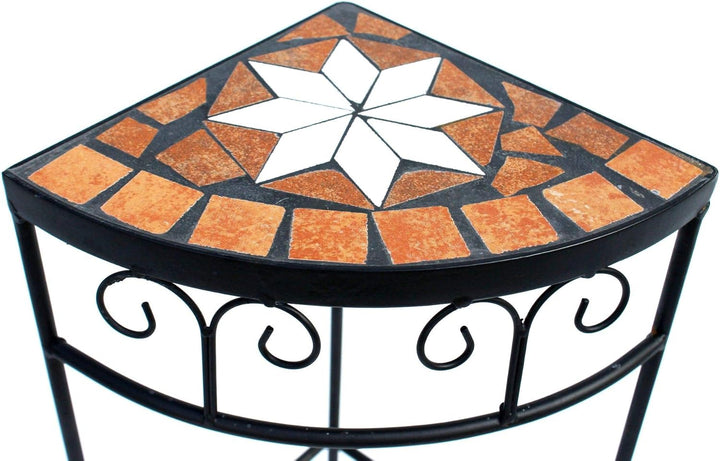 DanDiBo Blumenhocker Mosaik Eckregal 42 cm Blumenständer 12013 Beistelltisch Pflanzenständer Mosaikt