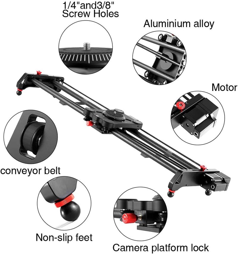 GVM Kamera Slider motorisiert, 120cm Fotografie Slider mit Zeitraffer, Follow Focus, Tracking, Panor