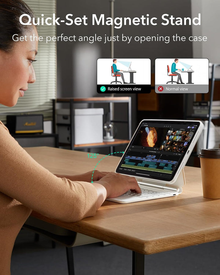 ESR iPad Pro 11 Zoll (M5/M4, 2025/2024) Hülle mit Tastatur, Tastaturhülle mit einzustellendem Magnet