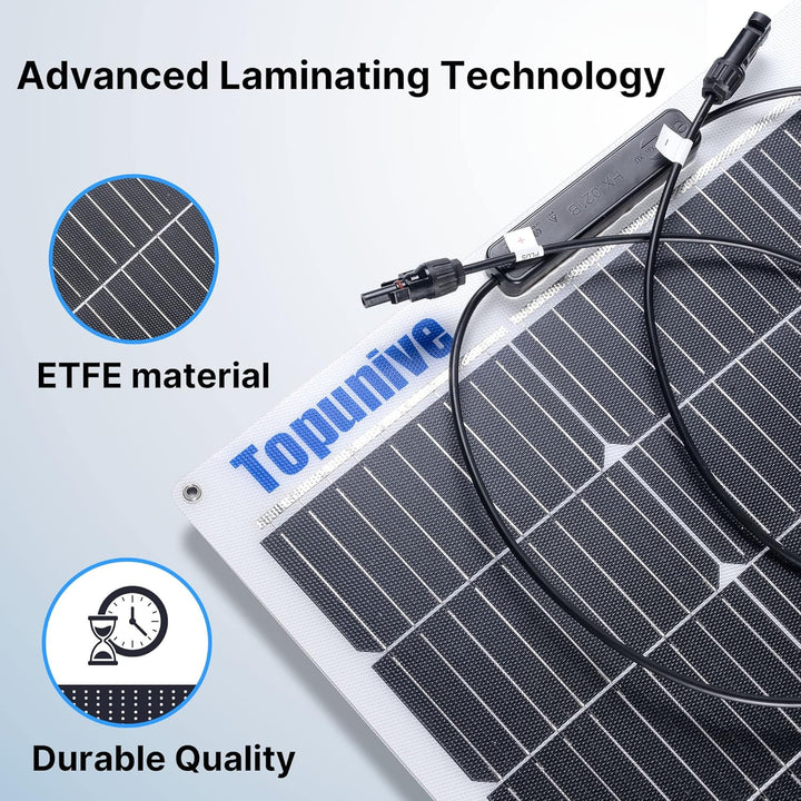 Topunive Flexibel Solarpanel 2 Stücke 100W 12V Monokristalline Flexible Solarmodul 100 Watt 12 Volt