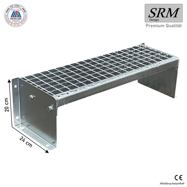 1 Stufen Treppe 70cm Breite Stahltreppe Standtreppe verzinkt Geschosshöhe 20cm
