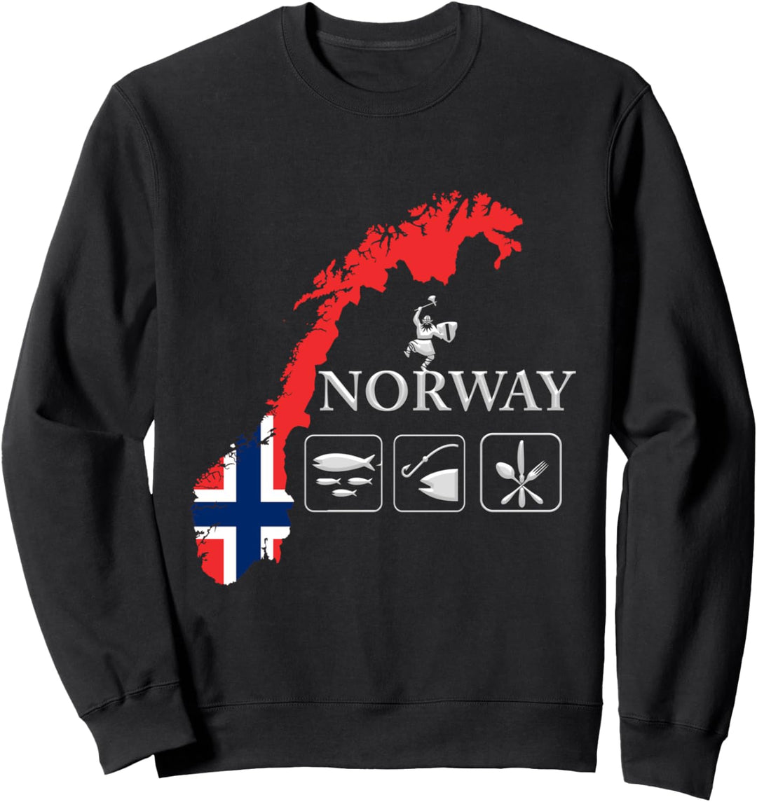 Norwegen - Land der Wikinger und Fisch Angler Sweatshirt