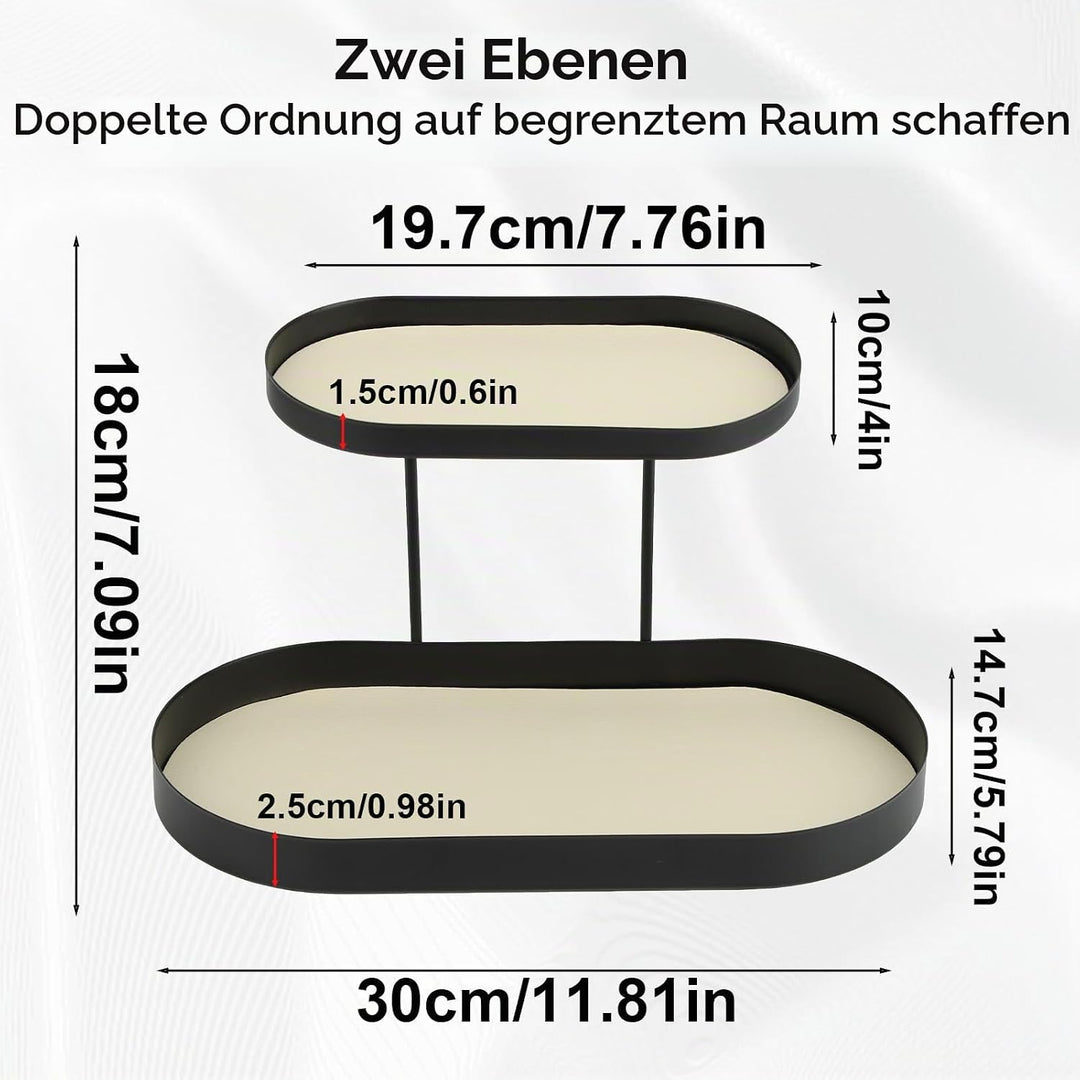 Parfüm Organizer 2-stöckig, Schminktisch Make Up Organizer, Elegantes Modernes Parfüm Regal aus Meta