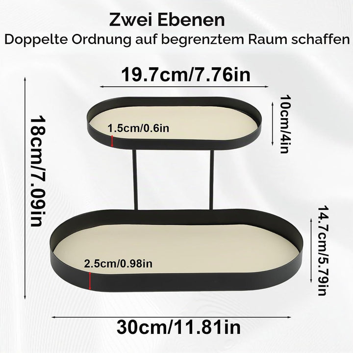 Parfüm Organizer 2-stöckig, Schminktisch Make Up Organizer, Elegantes Modernes Parfüm Regal aus Meta