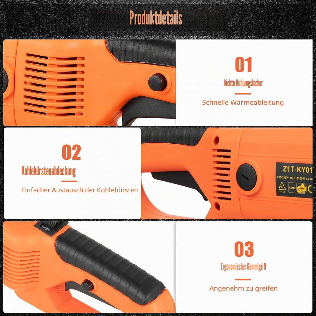 Elektrische Gewindeschneidmaschine 2300W Rohreinfädler mit 6 Matrizen (1/2", 3/4", 1", 1-1/4", 1-1/2