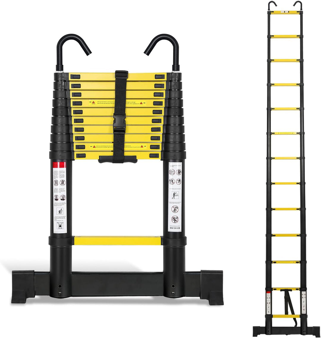 Ansobea 3.2M Klappleiter Teleskopleiter für treppe Rutschfester Multifunktionsleiter Schiebeleiter A