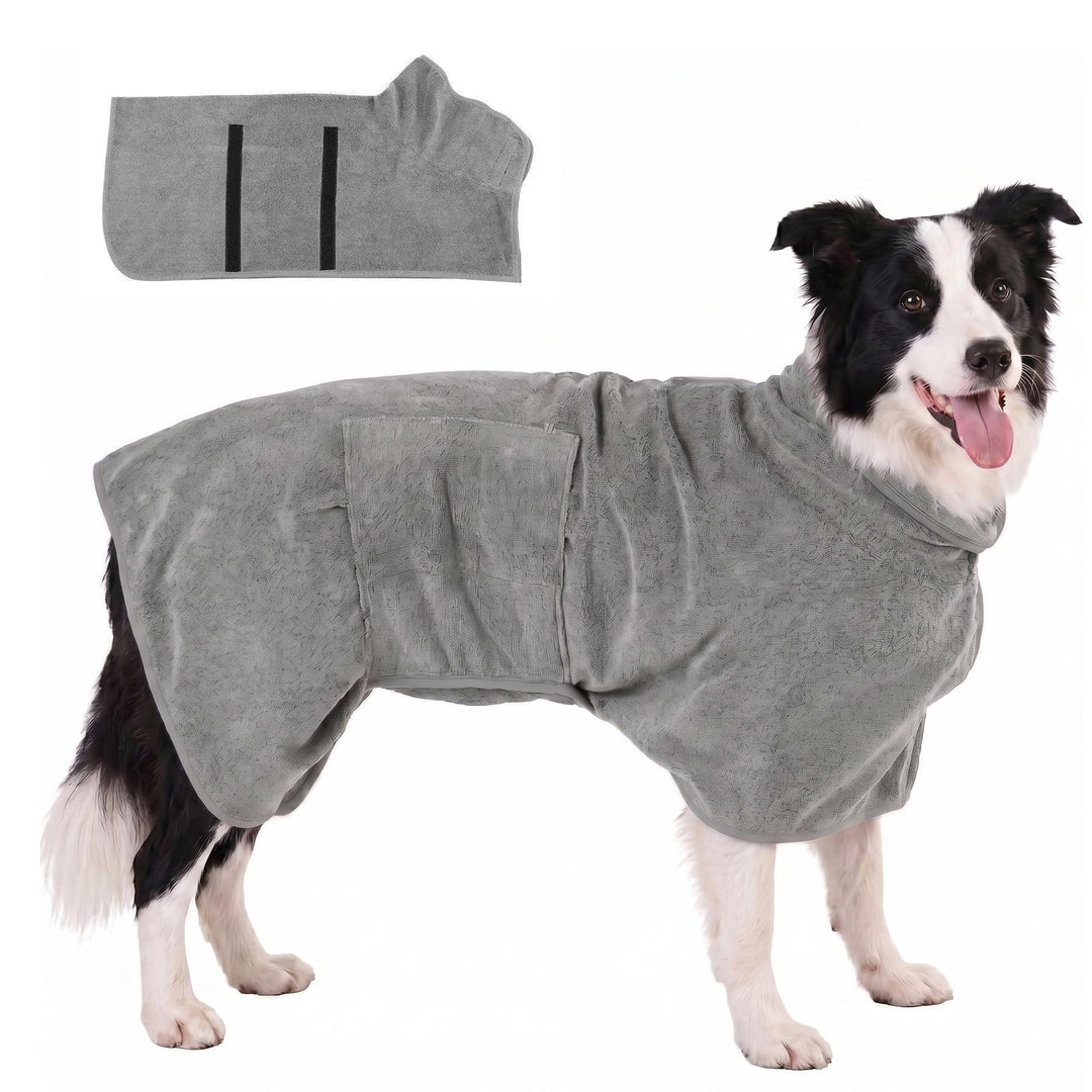 Hundebademantel Mikrofaser mit Klettverschluss saugstark | Als Bademantel Hund&amp;Hundehandtuch für all