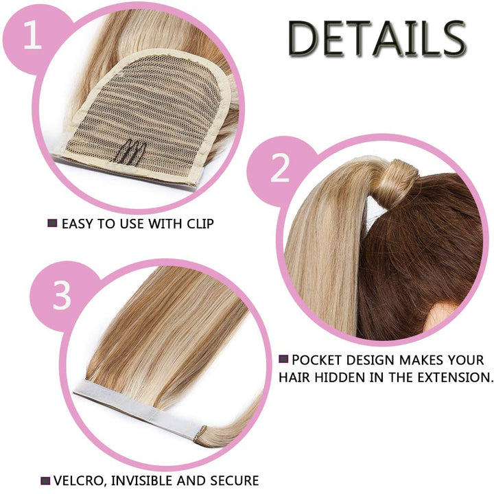 SEGO Pferdeschwanz Echthaar remy human Haarteil Zopf extensions Ponytail Haarverlängerung clip in Po