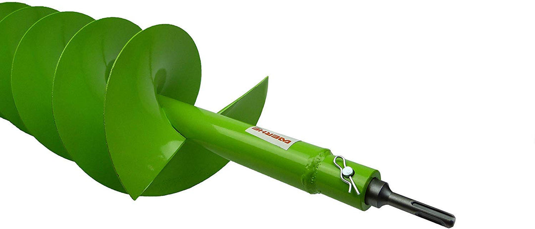 WERHE Erdbohrer 40 mm mit SDS Max Adapter – Robuste Doppelwendel für Pfahlbohrung und Gartenarbeit –