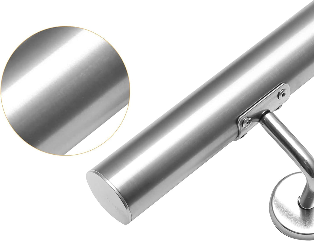Joparri Edelstahl Handlauf 50cm, Treppengeländer mit Wandhalterung und Endkappen, Wandhandlauf Gelän