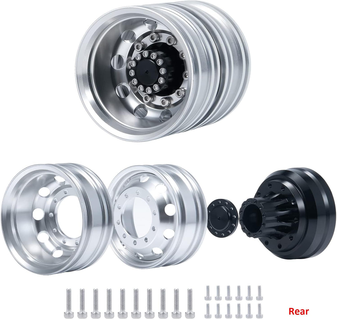 AXspeed 1/14 Vorderrad-Felgen-Set, 2 Vorderseite Radnaben und 4 Hinterräder Felgen für Amiya Tractor