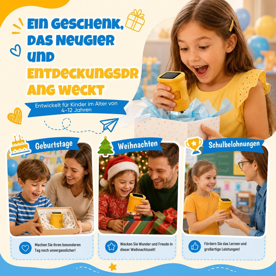 1000X Mikroskop für Kinder,1080P HD Handy Digital Tragbares Taschenmikroskop mit 2,4″ IPS-Display fü