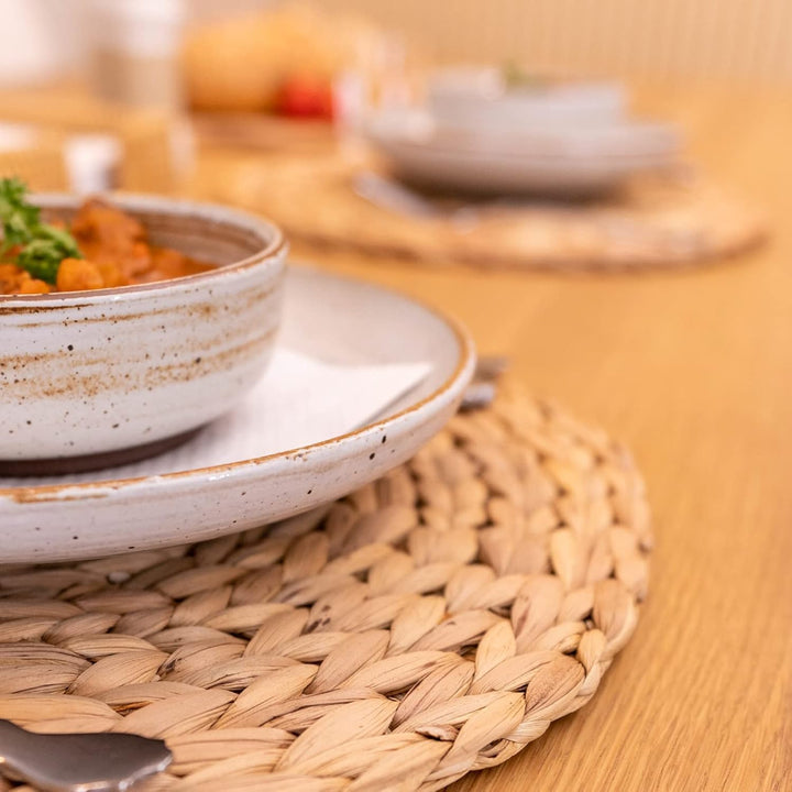 YANGQIHOME Platzset aus Wasserhyazinthe, rundes Tischset, handgemachte runde Platzdeckchen, Tellerun