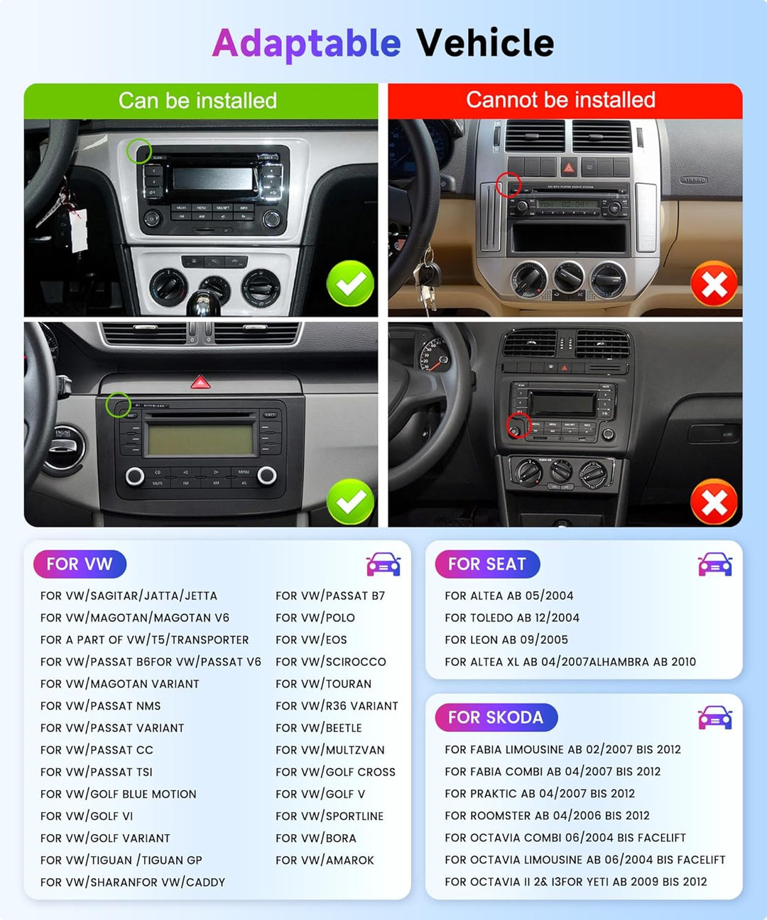 Rimoody 2G+64G 7" Autoradio Android für VW Golf 5 6 T5 Polo 6r Caddy Passat Touran Seat Touchscreen