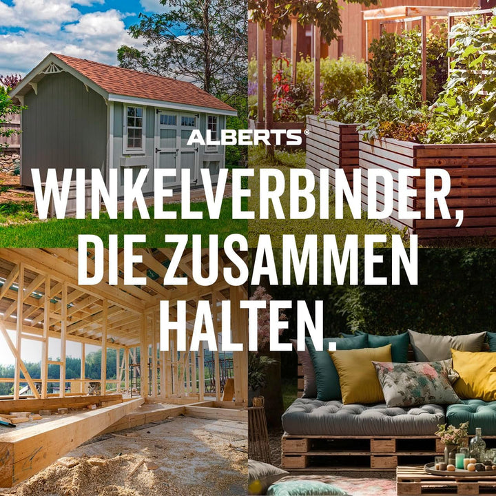 Alberts 846466 Winkelverbinder | verzinkt, weiss kunststoffbeschichtet | 40 x 40 x 40 mm | 50er Set