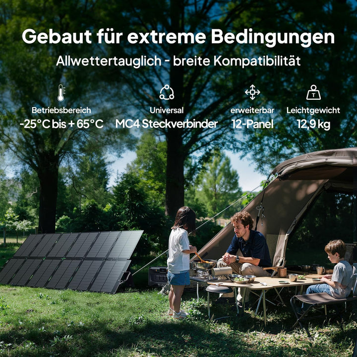 BLUETTI 500 W Tragbares Solarpanel SORA 500 für Solargenerator, 25% Wirkungsgrad, IP67 Wasserdicht,
