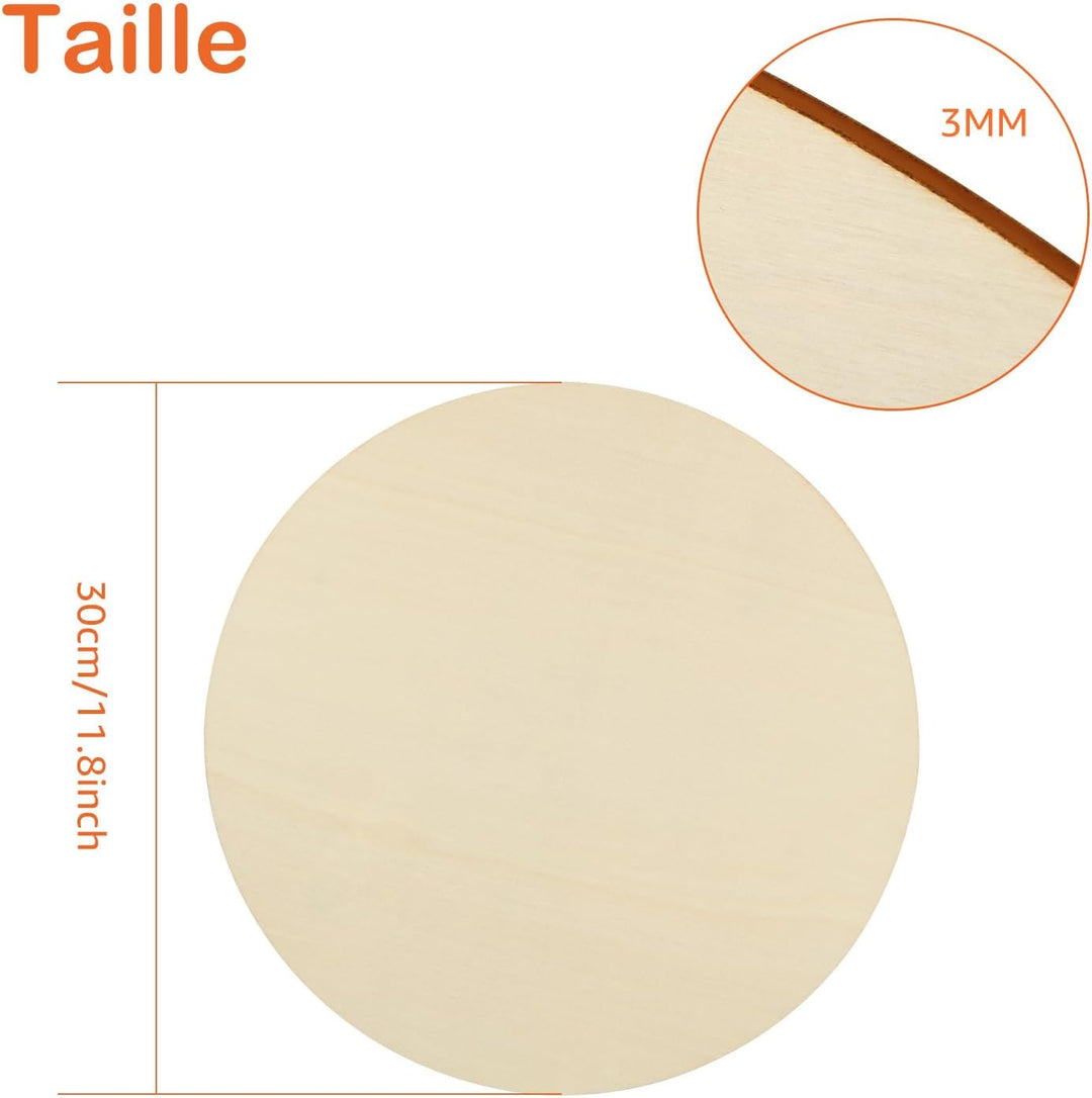 JMIATRY 20 Stück Holzscheiben 30 cm Durchmesser, Holzplatte Rund 30cm - 3 mm dicke, Runde Sperrholzp
