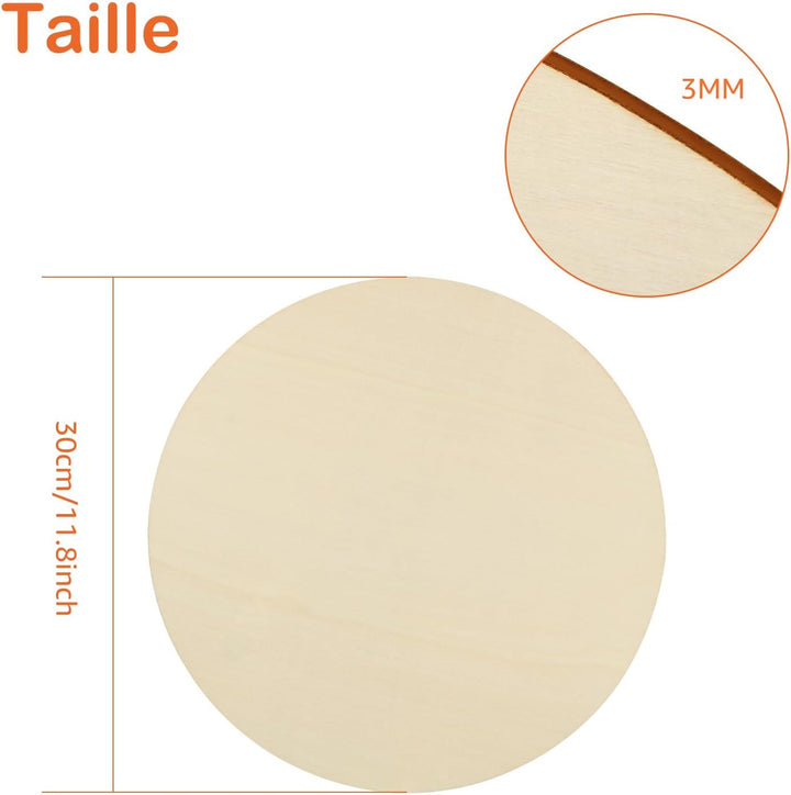 JMIATRY 20 Stück Holzscheiben 30 cm Durchmesser, Holzplatte Rund 30cm - 3 mm dicke, Runde Sperrholzp