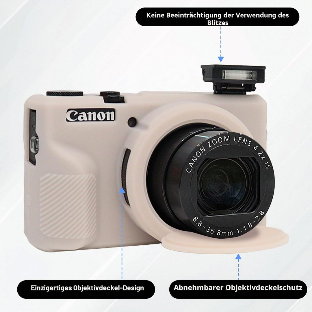 Rieibi Silikon-Schutzhülle für Canon G7X Mark III, G7X Mark III, Zubehör mit 2 Displayschutzfolien,