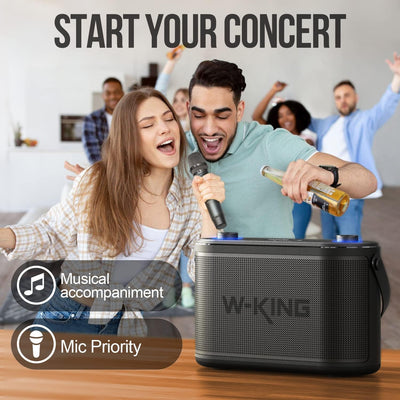 120W (150W PIEK) Bluetooth Lautsprecher mit Mikrofon, W-King 3-Wege Musikbox Bluetooth Box Gross Bas
