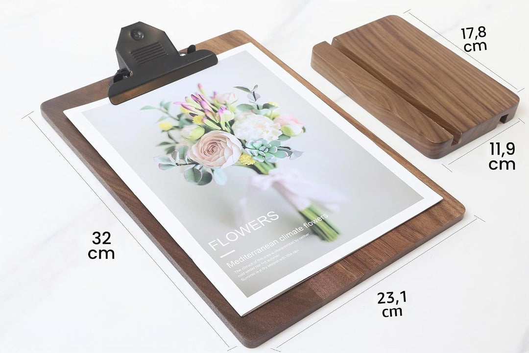 Klemmbrett aus massivem Hartholz mit Ständer, Menühalter aus Holz für Restaurants, Tischständer, Qui