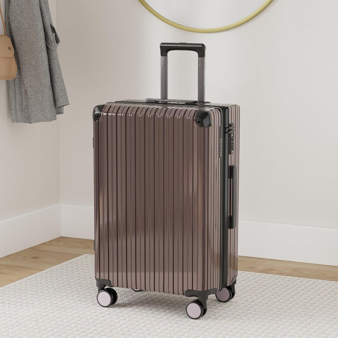 M816 TSA-Schloss Koffer Reisekoffer Trolley Kofferset Hardschale Boardcase (Coffee, Mittler Koffer)