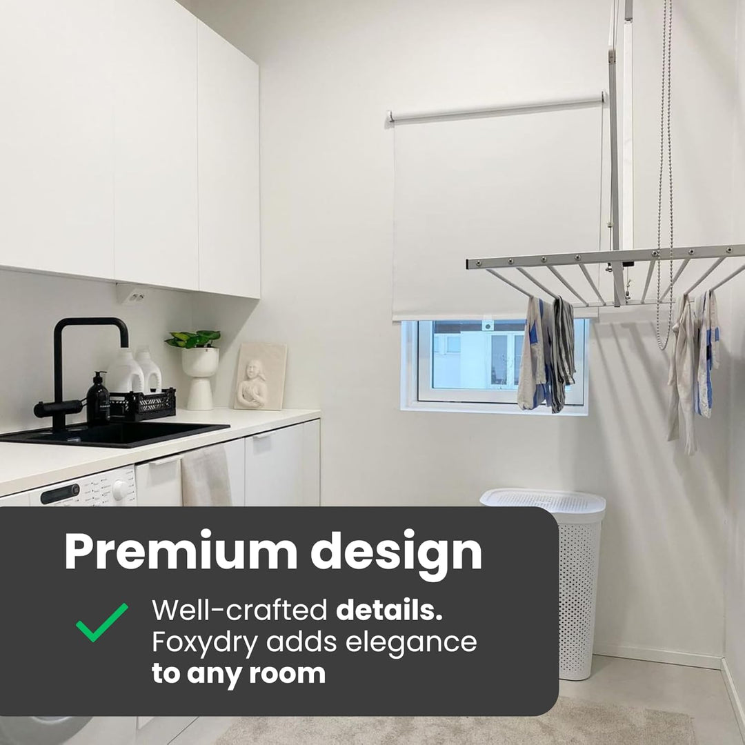 Foxydry Mini Deckenständer, vertikaler Wäscheständer, zusammenklappbar in Aluminium und Stahl 128x54