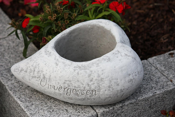 Grabschmuck Pflanzschale Herz Unvergessen, Frost- und wetterfest, massiver Steinguss