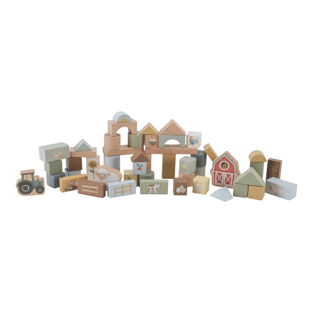 Little Dutch 7145 FSC Holz Bauklötze 50 Stück in Box grün - Little Farm