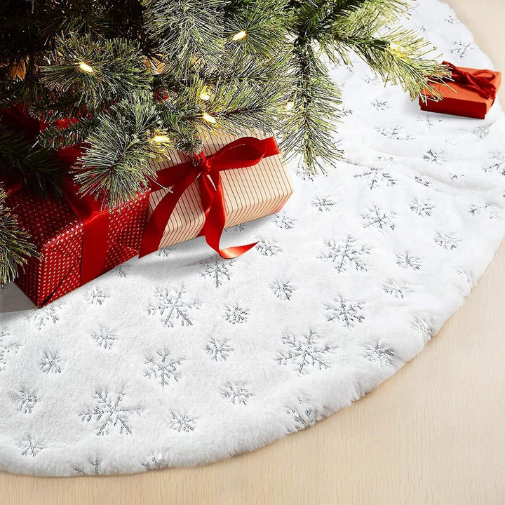 Drezesov Weihnachtsbaumrock Baumdecke Weihnachtsbaum mit 20pc Weihnachtskarte,122CM Weiche Weihnacht