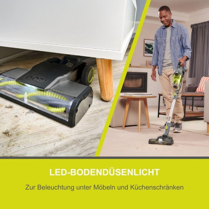 RYOBI 18 V ONE+ Akku-Staubsauger RSVS18-1C20G, 30 AW Saugleistung, Dual-Zyklonen, HEPA-Filter, inkl.