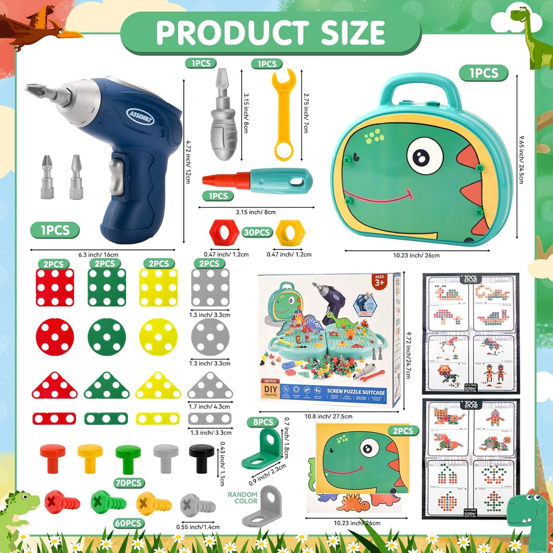 DAOUZL Montessori Spielzeugkiste mit Bohrmaschine, Magische Montessori-Spielzeugkiste, Mosaik Puzzle