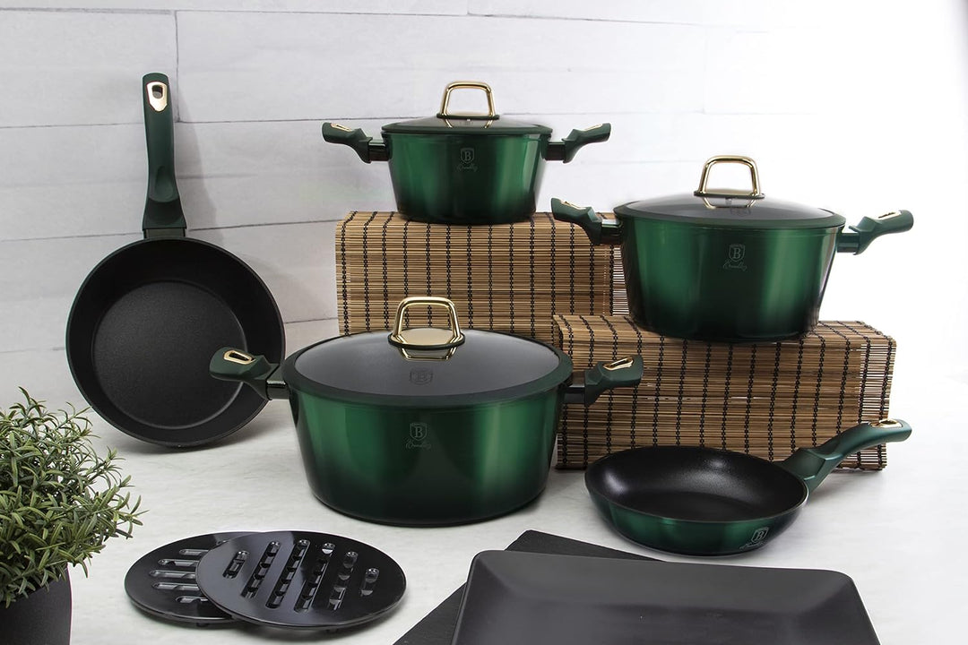 Berlinger Haus Emerald Collection 10 Stück Kochgeschirr Set, BH/6065 Emerald Edelstahl 18/8