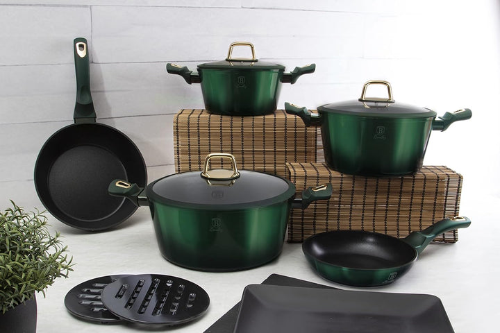 Berlinger Haus Emerald Collection 10 Stück Kochgeschirr Set, BH/6065 Emerald Edelstahl 18/8
