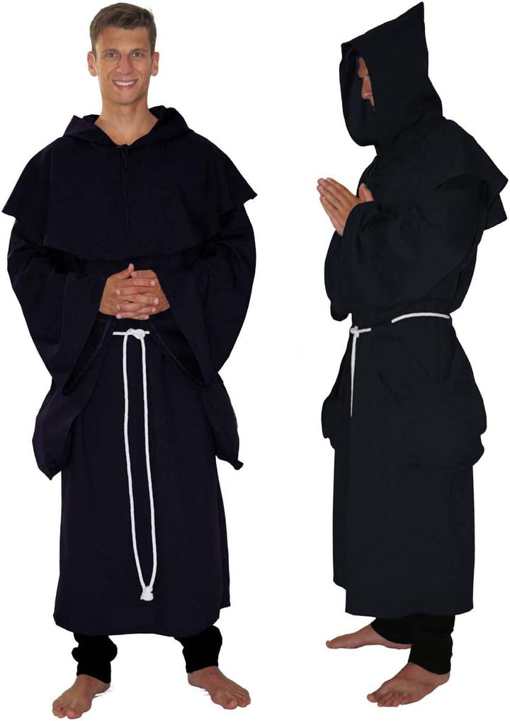 MAYLYNN 18109 - Kostüm Mittelalter Mönch Herren Abt schwarz 3tlg, Grösse:M/L M-L Schwarz, M-L Schwar