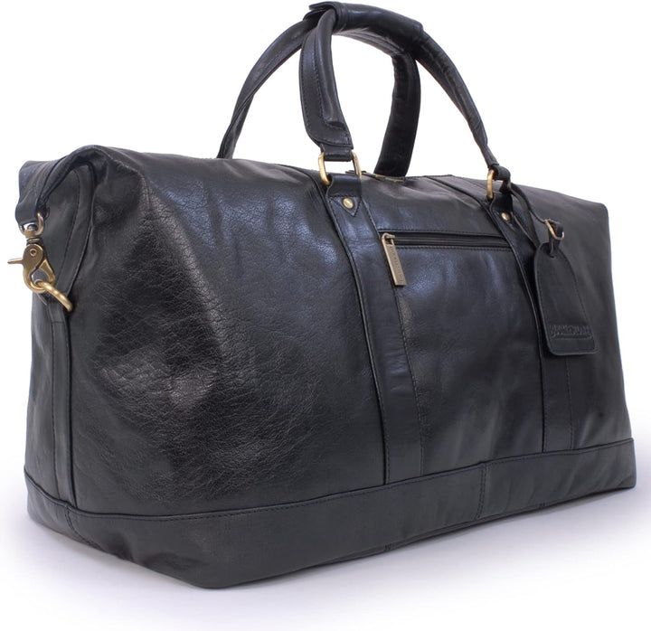 BUCKLESTONE - Leder - Reisetasche/Freizeittasche/Sporttasche von York - Schwarz, Schwarz