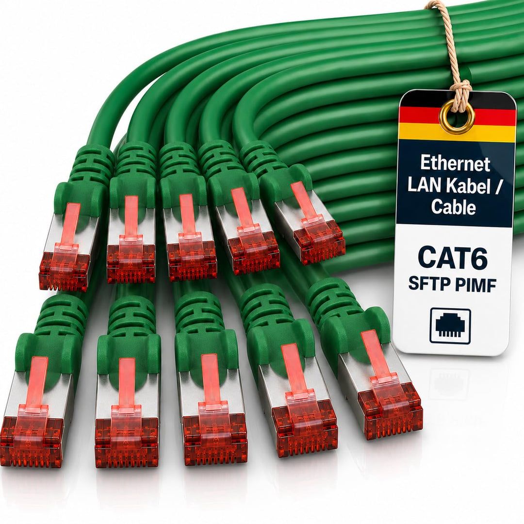 1aTTack.de 10x 3m - Cat 6 Netzwerk-Kabel Patch-Kabel Cat6 RJ45 SFTP - Grün