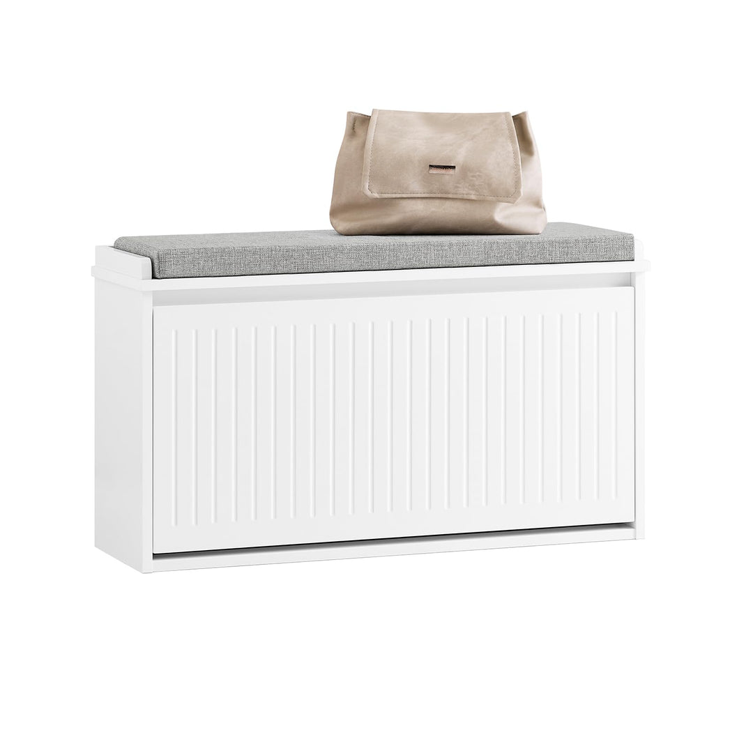 SoBuy Schuhschrank Schuhbank mit Sitzfläche, Schuhregal mit Stauraum, Klappe, Sitzkissen, bis 155 kg