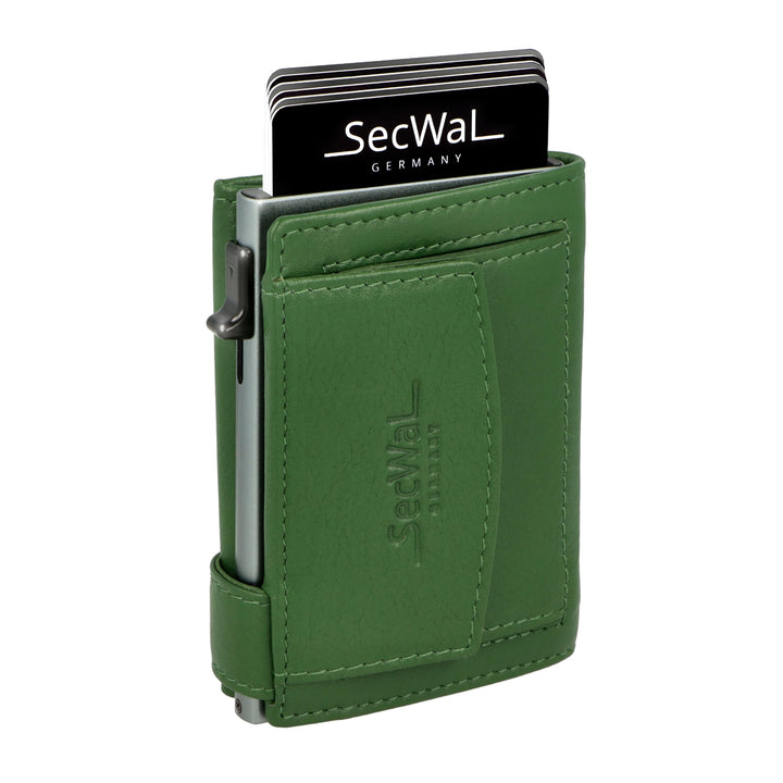 SecWal Kartenetui mit Münzfach Druckknopf inkl. Geschenkbox - Made in Germany - Echtleder Mini Geldb