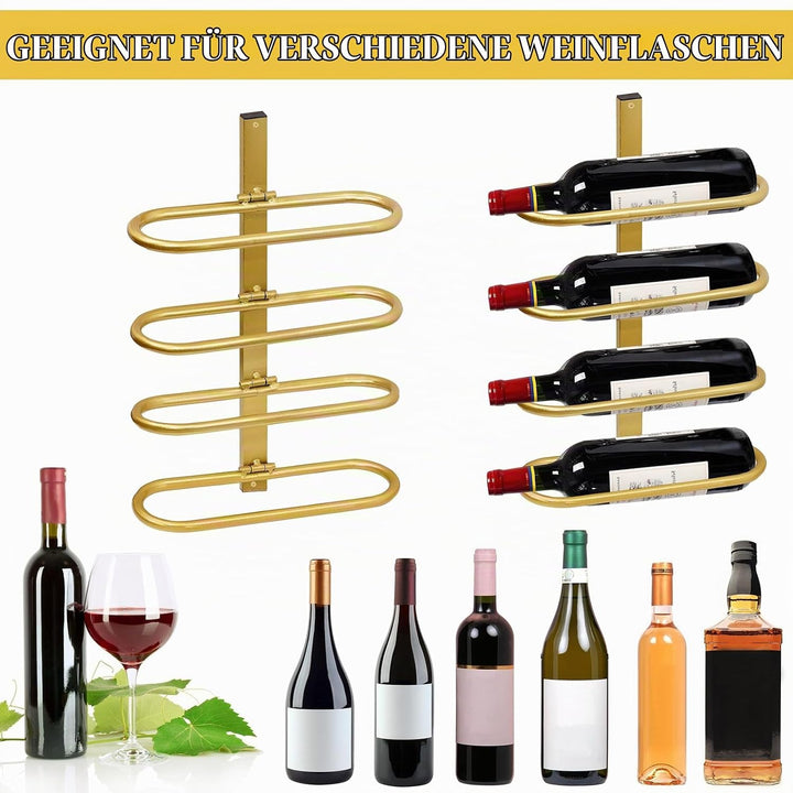 Weinregal Wand Metall, Weinflaschenhalter zur Wandmontage, Weinhalter für 8 Flaschen, Flaschenregal
