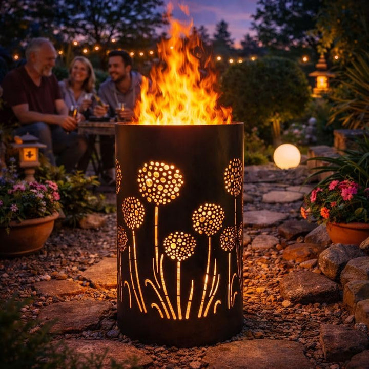 Feuertonne Feuerkorb mit Pusteblume Motiv