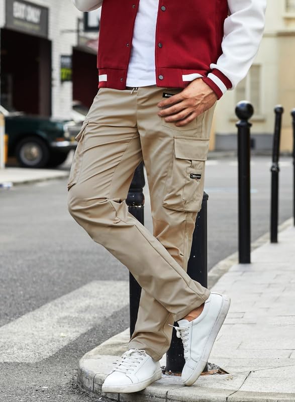 Elegancity Herren Cargo Hose Lang Einfarbig Freizeithose Loose Fit Casual Chino Hose Männer Cargohos