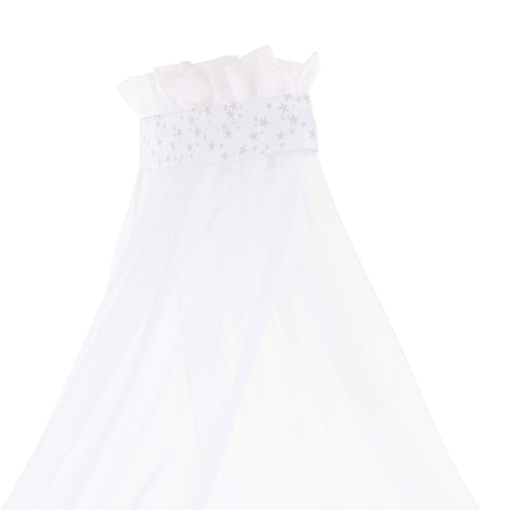 babybay Himmel Piqué mit Band passend für alle Modelle bis 96 cm Länge, weiss Sterne perlgrau, Wei&#