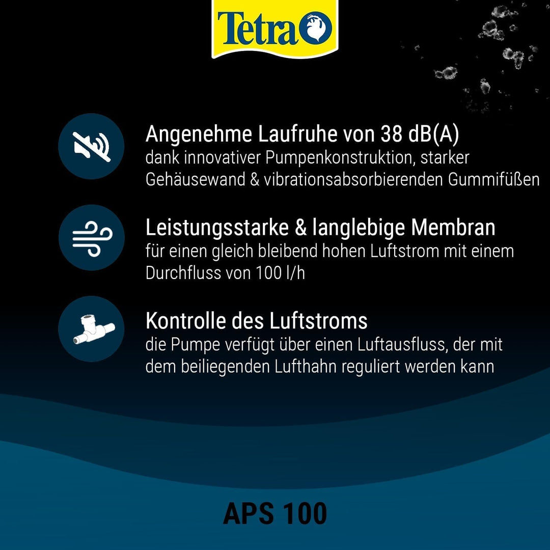 Tetra APS 100 Aquarium Luftpumpe - leise Membran-Pumpe für Aquarien von 50-100 L, weiss Weiss APS 10
